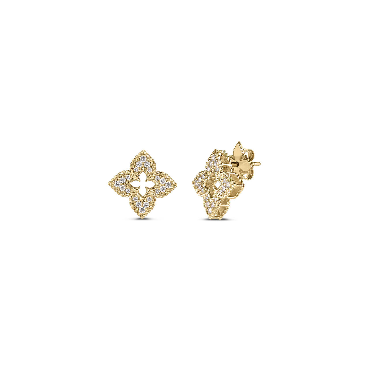 Roberto Coin Venetian Princess Small Yellow Gold and Diamond Pav&eacute; Stud Earrings 8883383AYERX image number 0